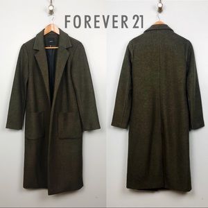 Olive Green Longline Wool Coat